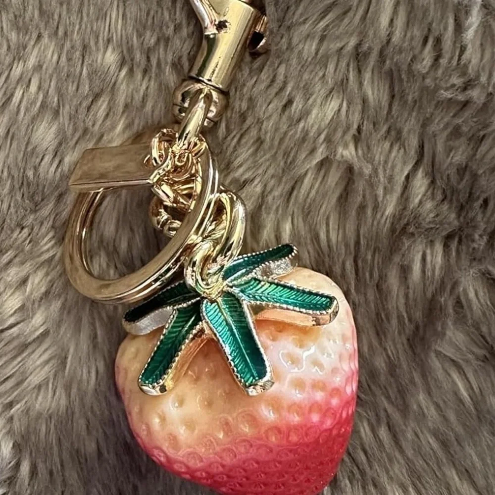Strawberry bag charm accessories clip onto your coach bag Keychain